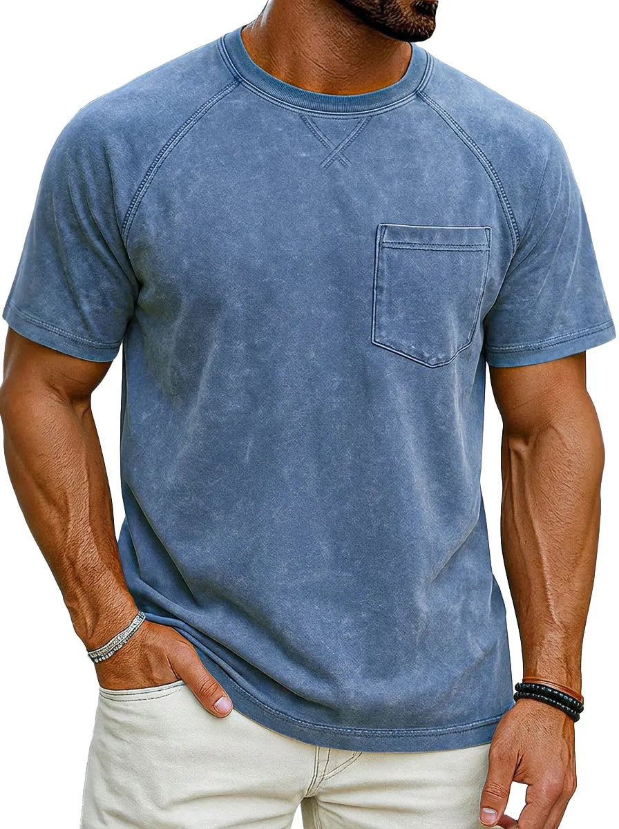 Men's Retro Raglan T-Shirt – Loose Fit Casual Crew-Neck Tee