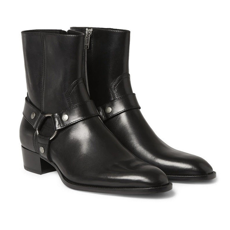 Pointed-toe Leather Martin Boots