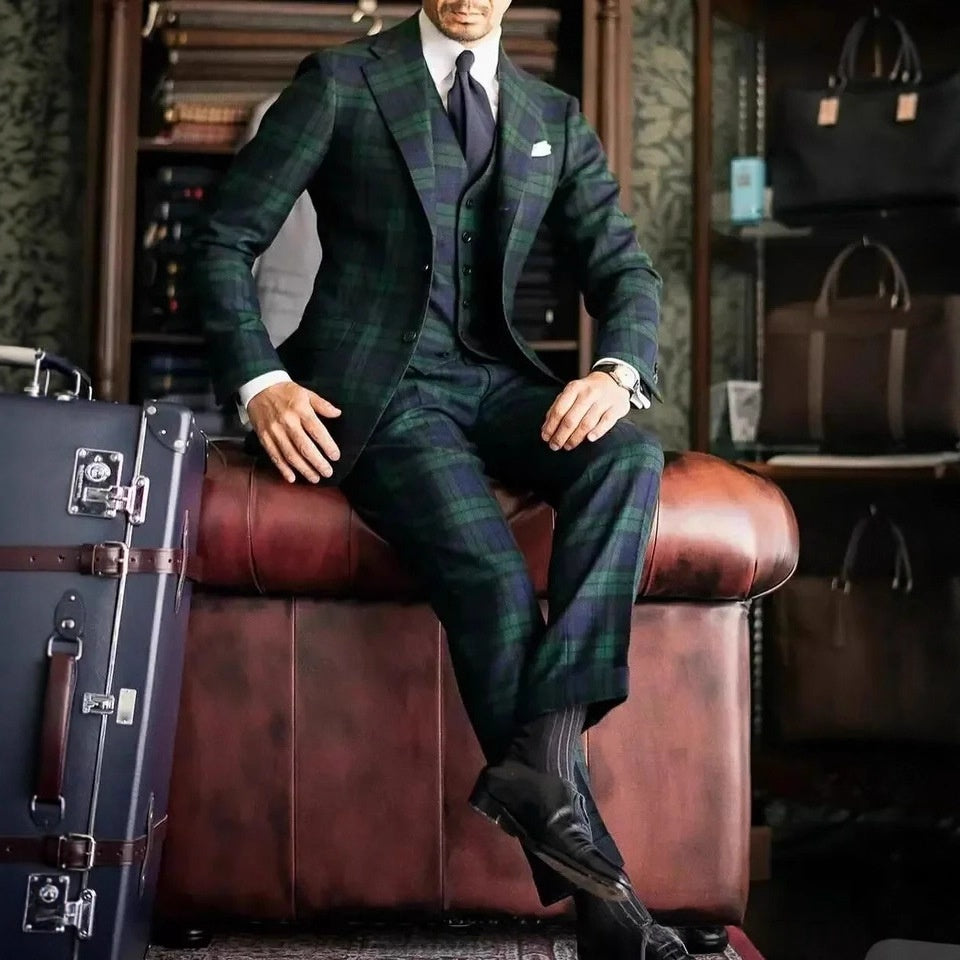 Men's 3-Piece Slim-Fit Suit Set – Jacket, Vest & Trousers, 8 Colours