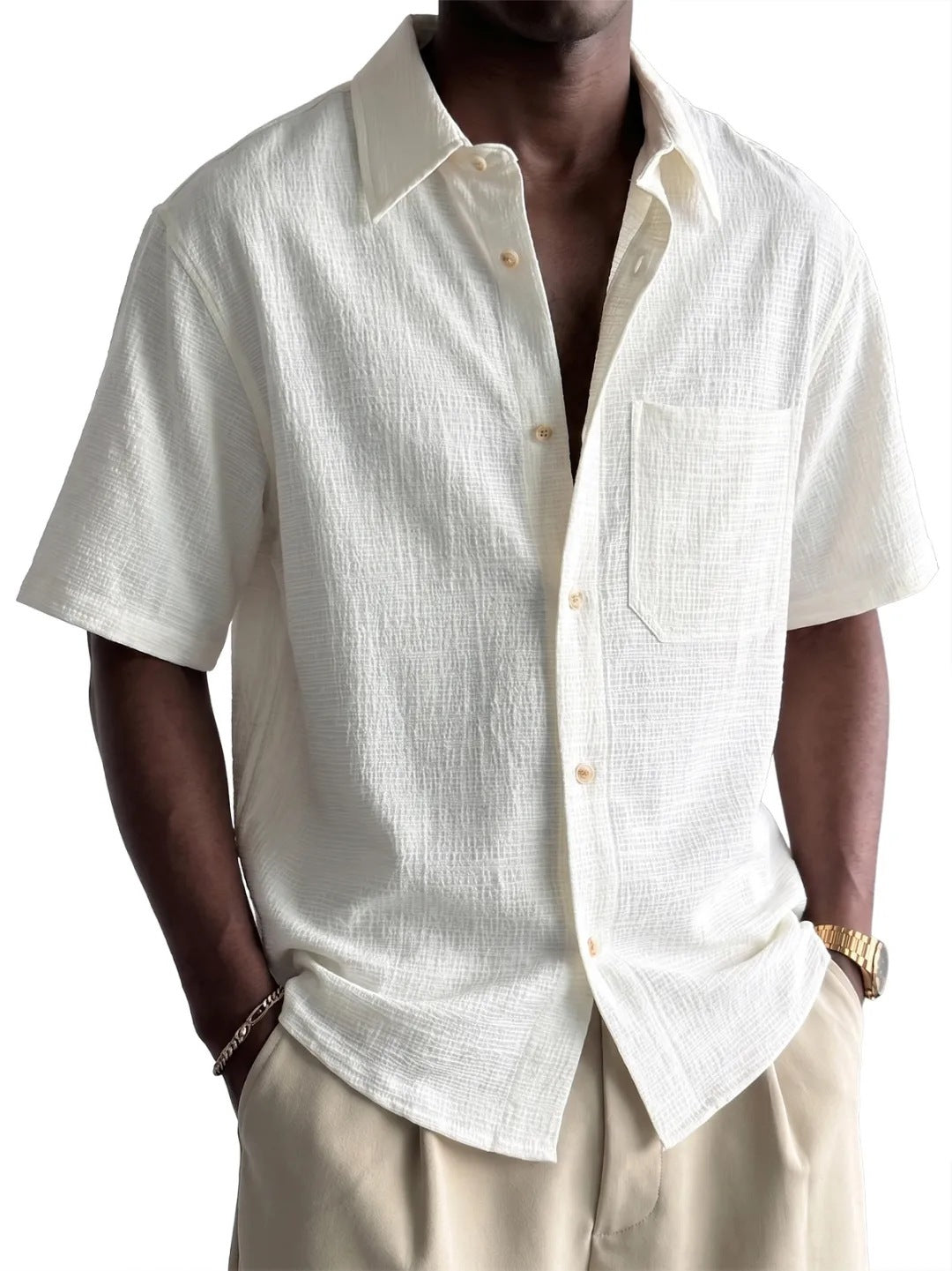 Men's Cotton-Linen Short-Sleeve Shirt – 7 Colors Loose Fit
