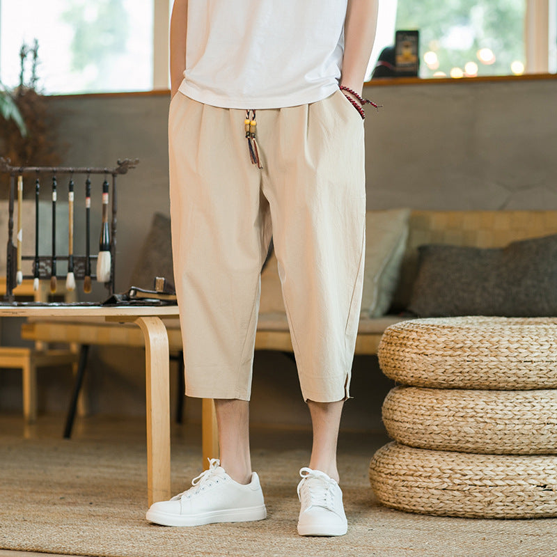 Men's Linen Cropped Pants