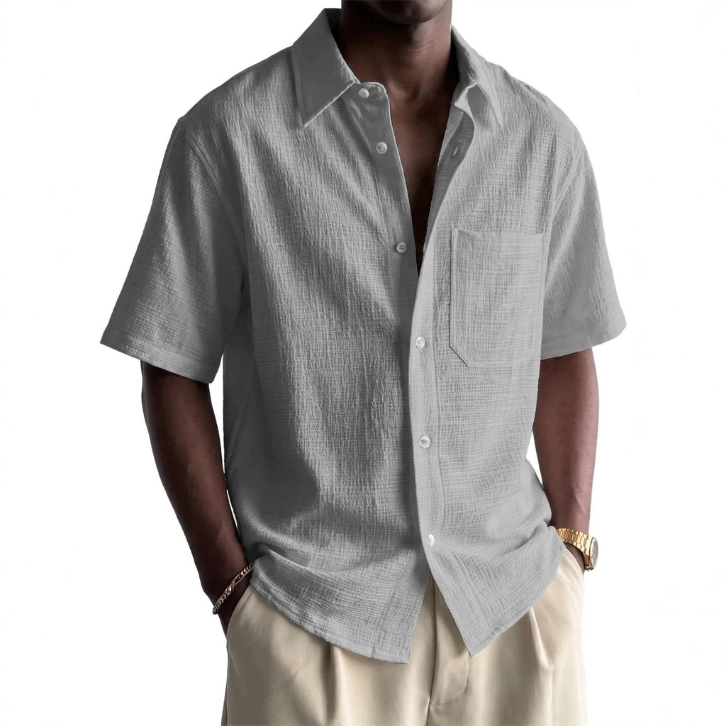 Men's Cotton-Linen Short-Sleeve Shirt – 7 Colors Loose Fit