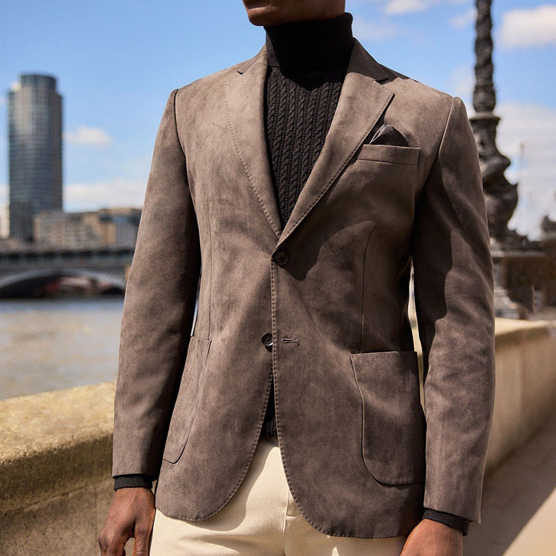 Suede-Like Fabric Casual Slim-Fit Jacket
