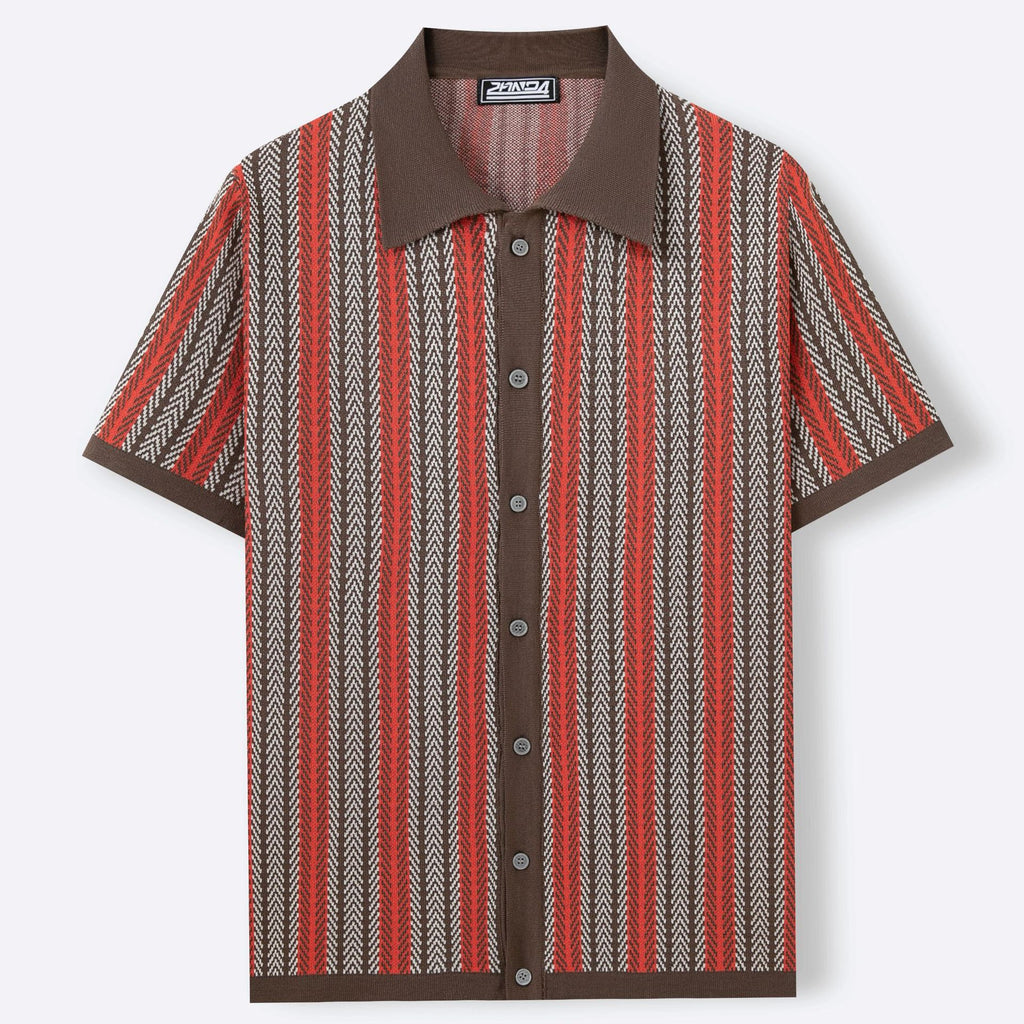 Striped Jacquard Short-Sleeve Knit Shirt