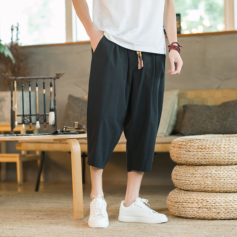 Men's Linen Cropped Pants