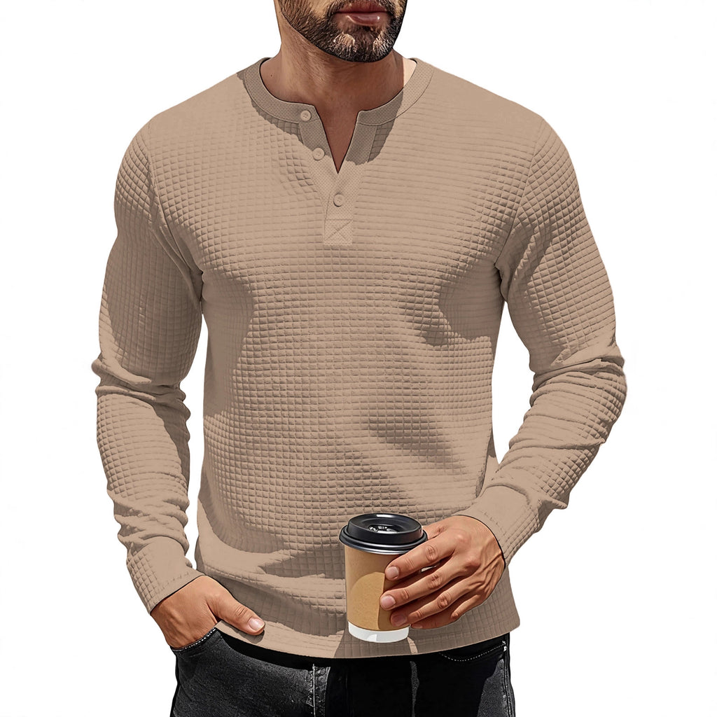Mens Long-Sleeve Sweatshirt With Jacquard Small Plaid Pattern
