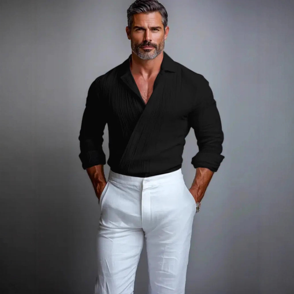 Casual American-Style Long-Sleeve Mens Shirt