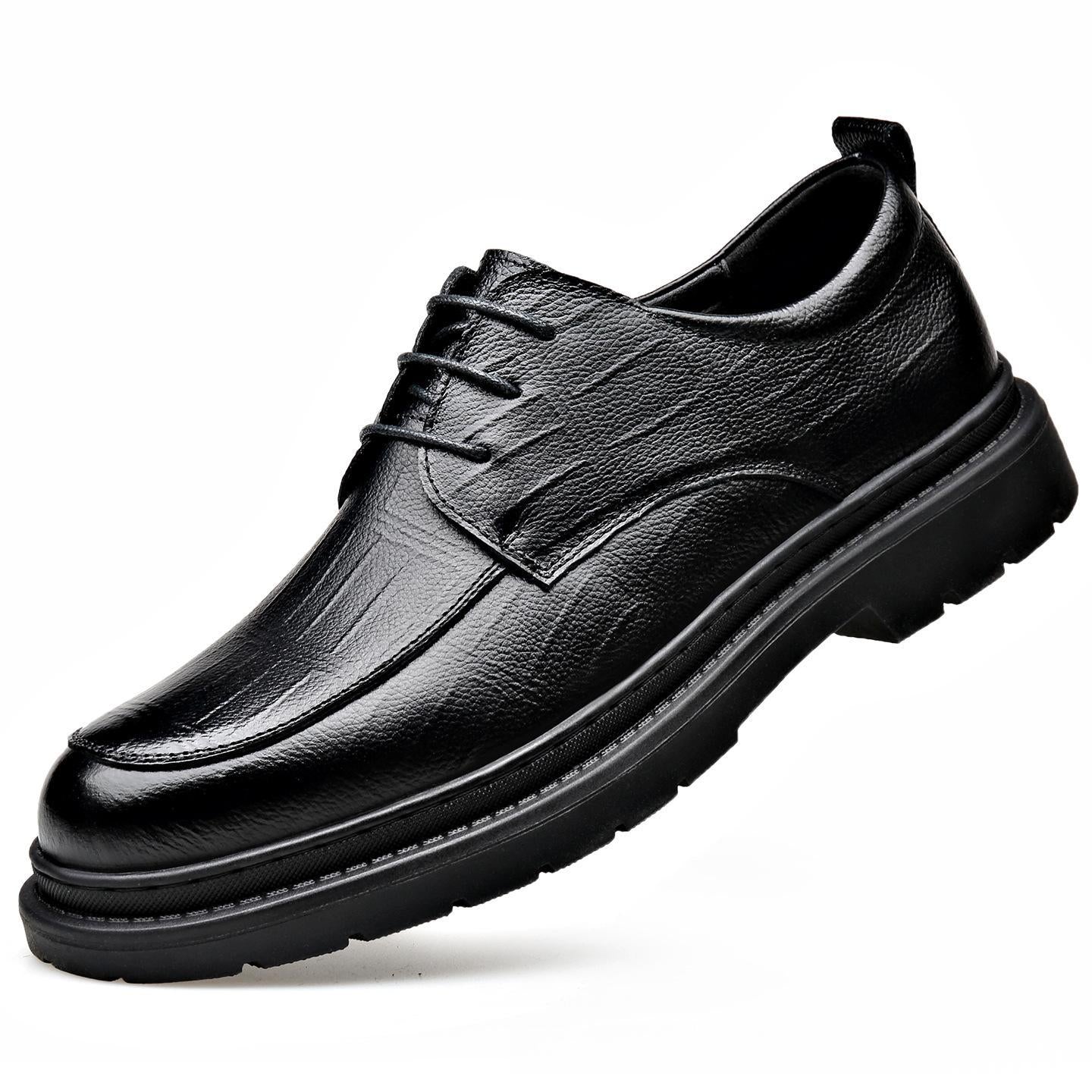 Full-Grain Leather Square-Toe Business Shoes for Men | Black – JIDAI