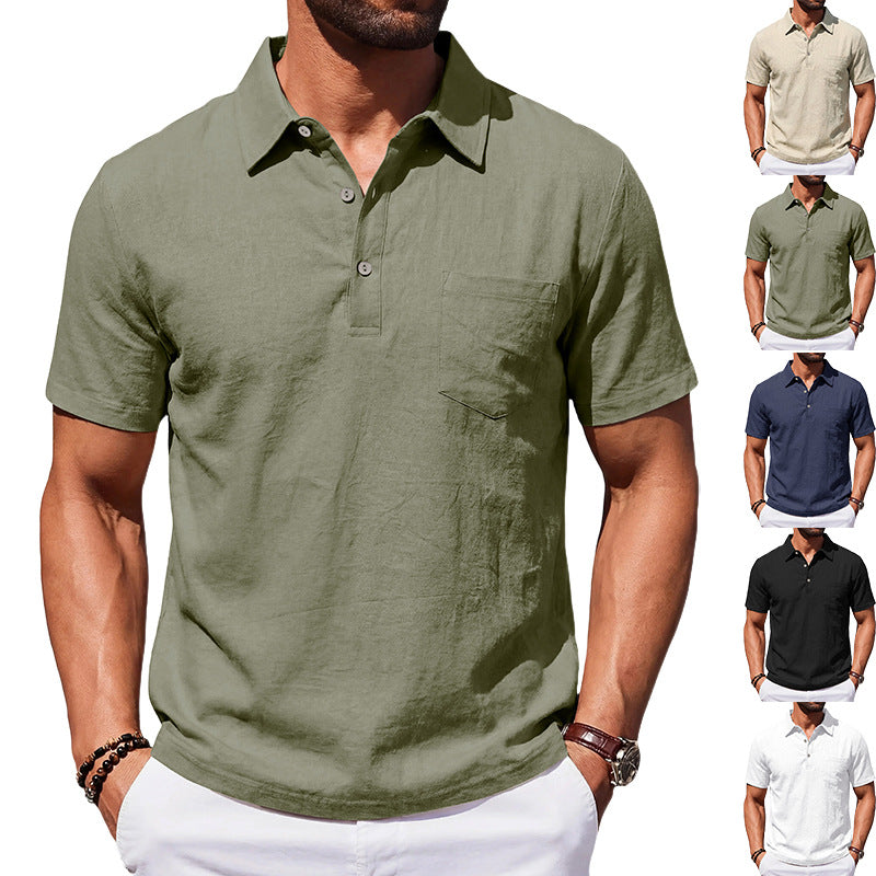 Linen Polo Shirt Loose-Fit Casual