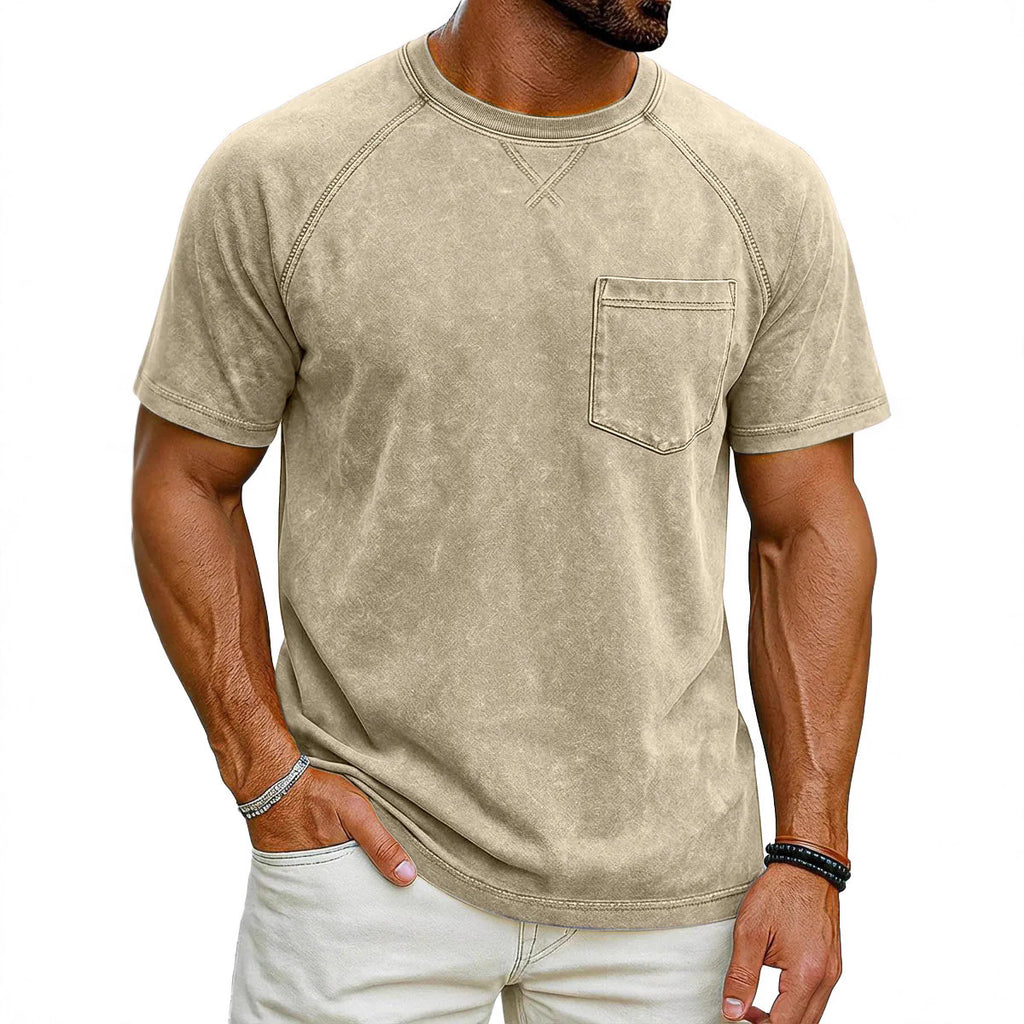 Men's Retro Raglan T-Shirt – Loose Fit Casual Crew-Neck Tee