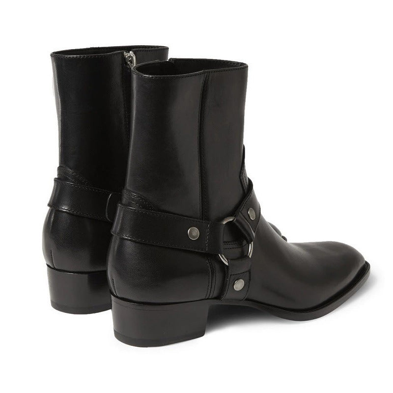 Pointed-toe Leather Martin Boots