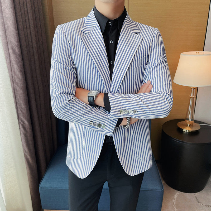 Fashionable Casual Striped Suit Jacket