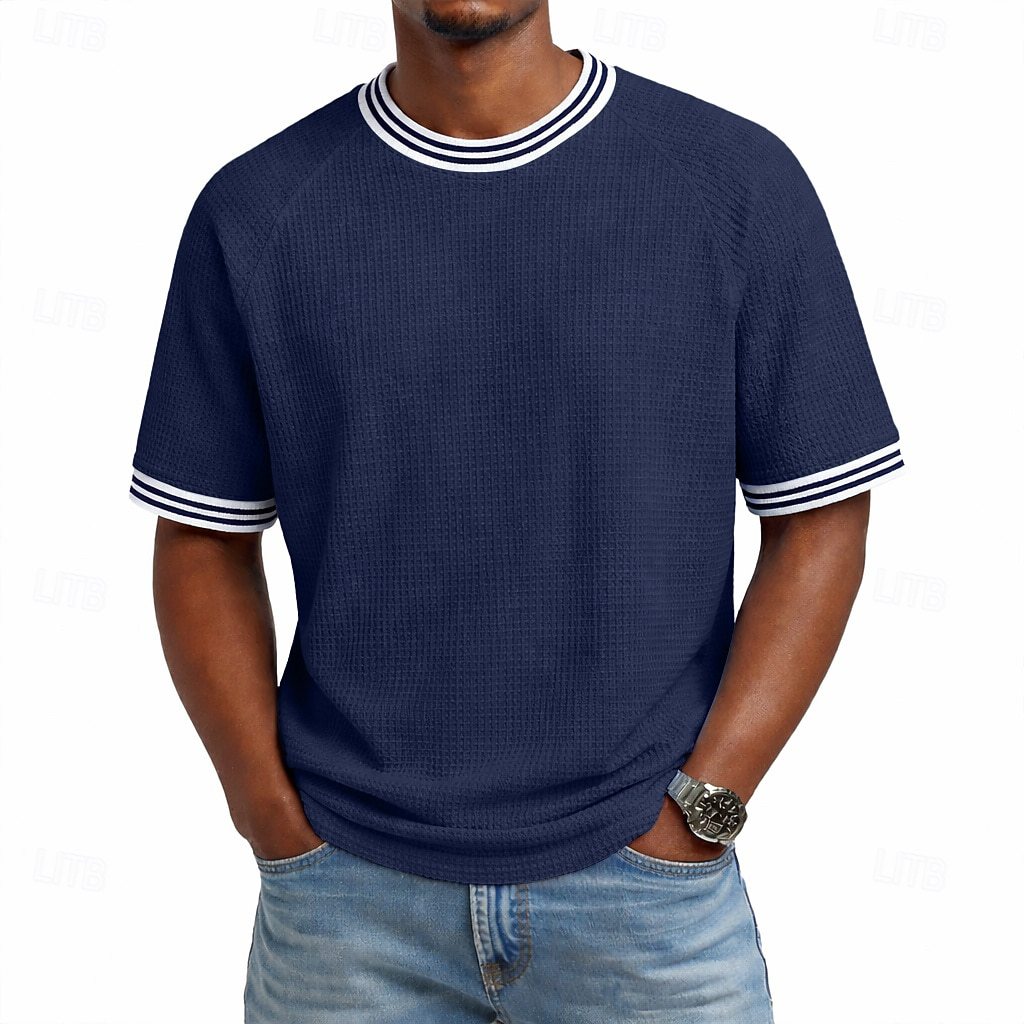 Men's Waffle-Weave Short-Sleeve T-Shirt – Breathable, Relaxed Fit
