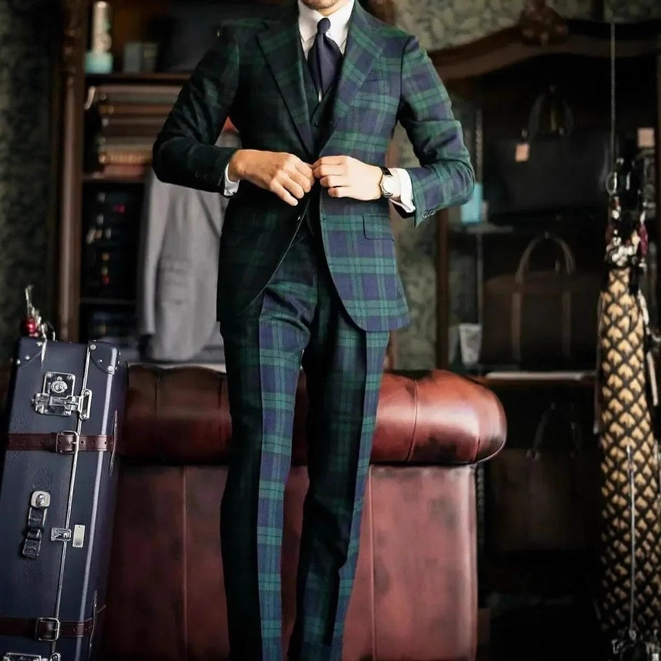 Men's 3-Piece Slim-Fit Suit Set – Jacket, Vest & Trousers, 8 Colours