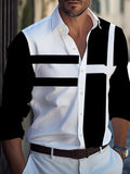 Men's 3D-Printed Black & White Slim Fit Shirt