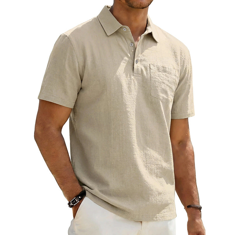 Linen Polo Shirt Loose-Fit Casual