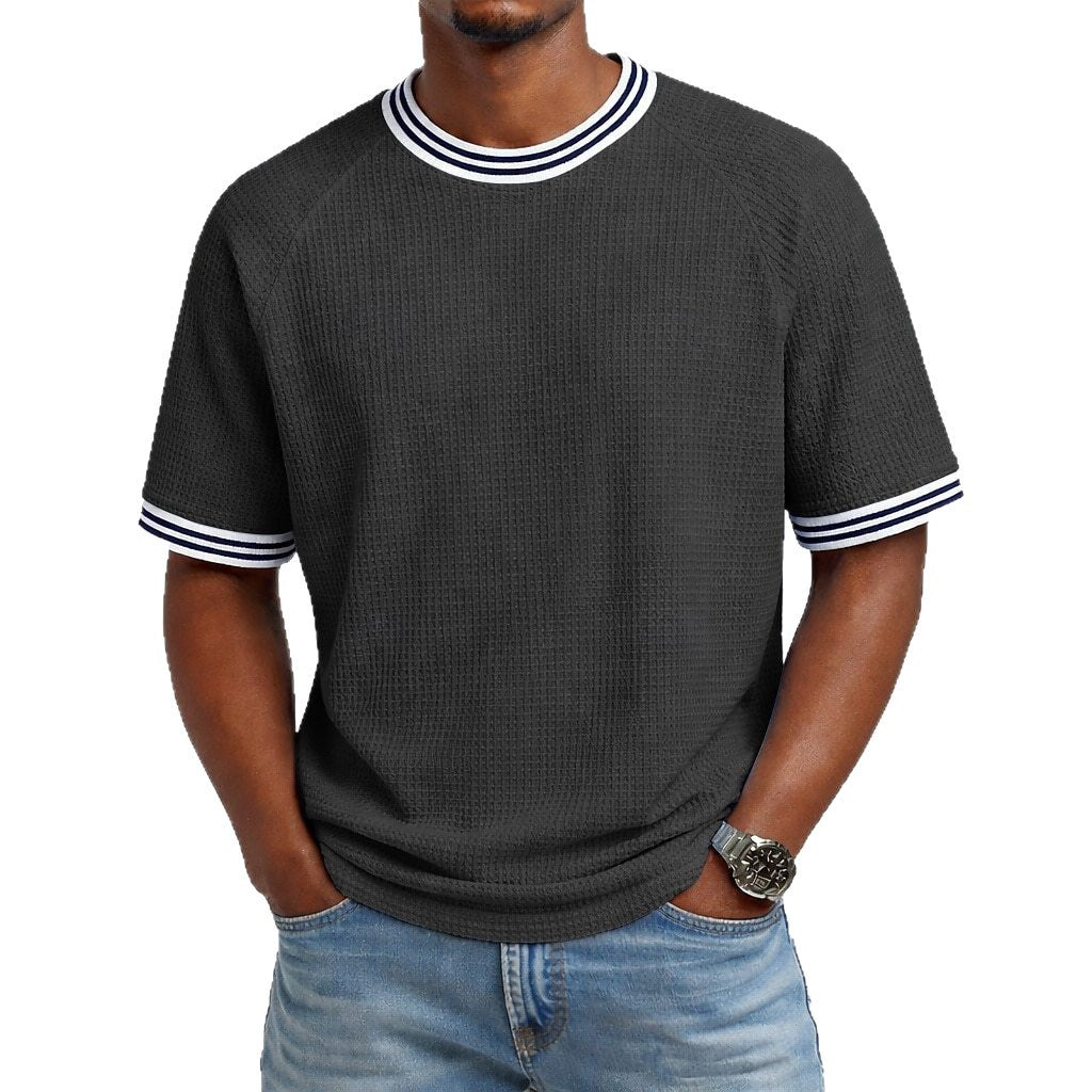 Men's Waffle-Weave Short-Sleeve T-Shirt – Breathable, Relaxed Fit