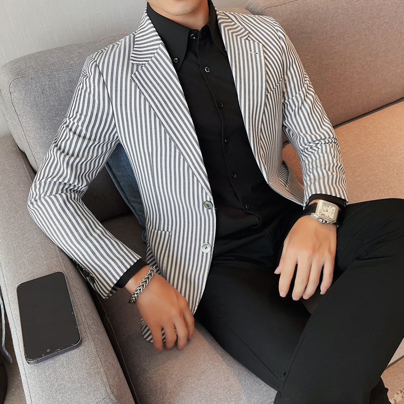 Fashionable Casual Striped Suit Jacket