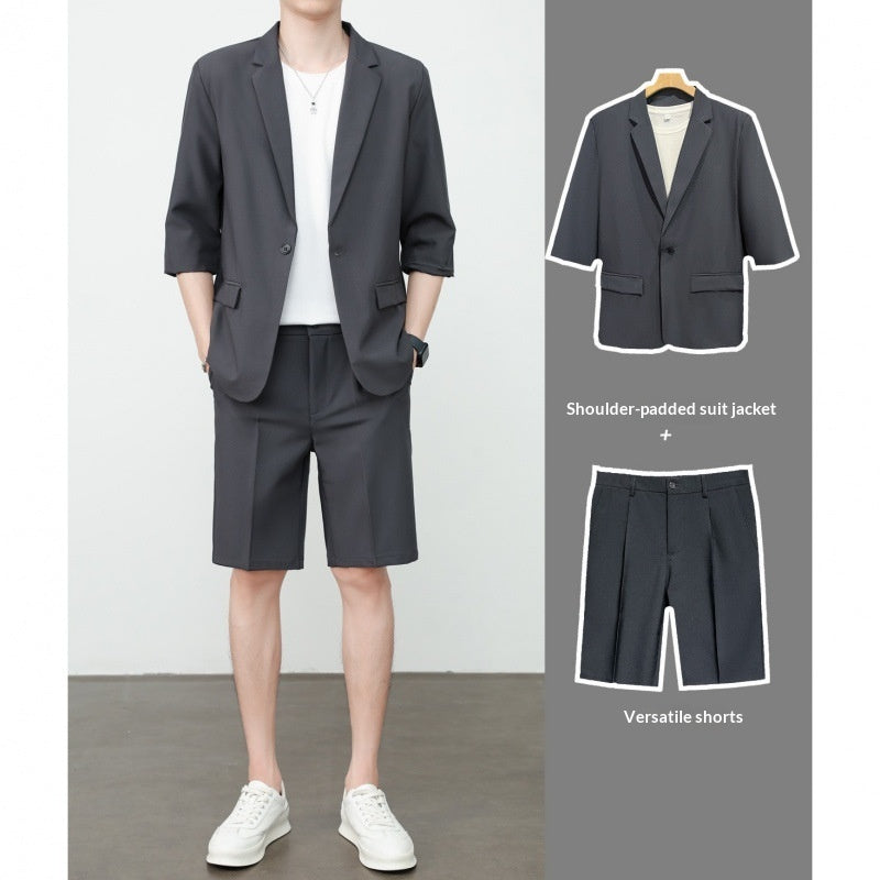 Thin Short-Sleeve Suit Casual Cropped-Sleeve Jacket Half-Sleeve Suit Set