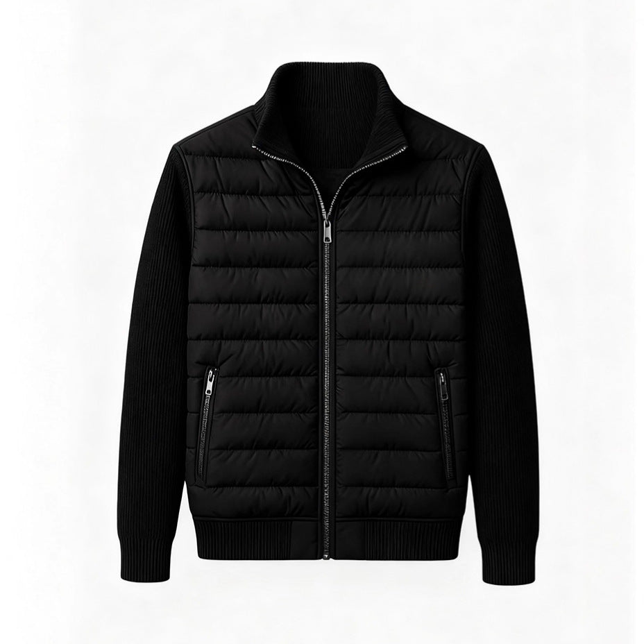 Stand-collar Patchwork Fashion Casual Zip-up Cardigan
