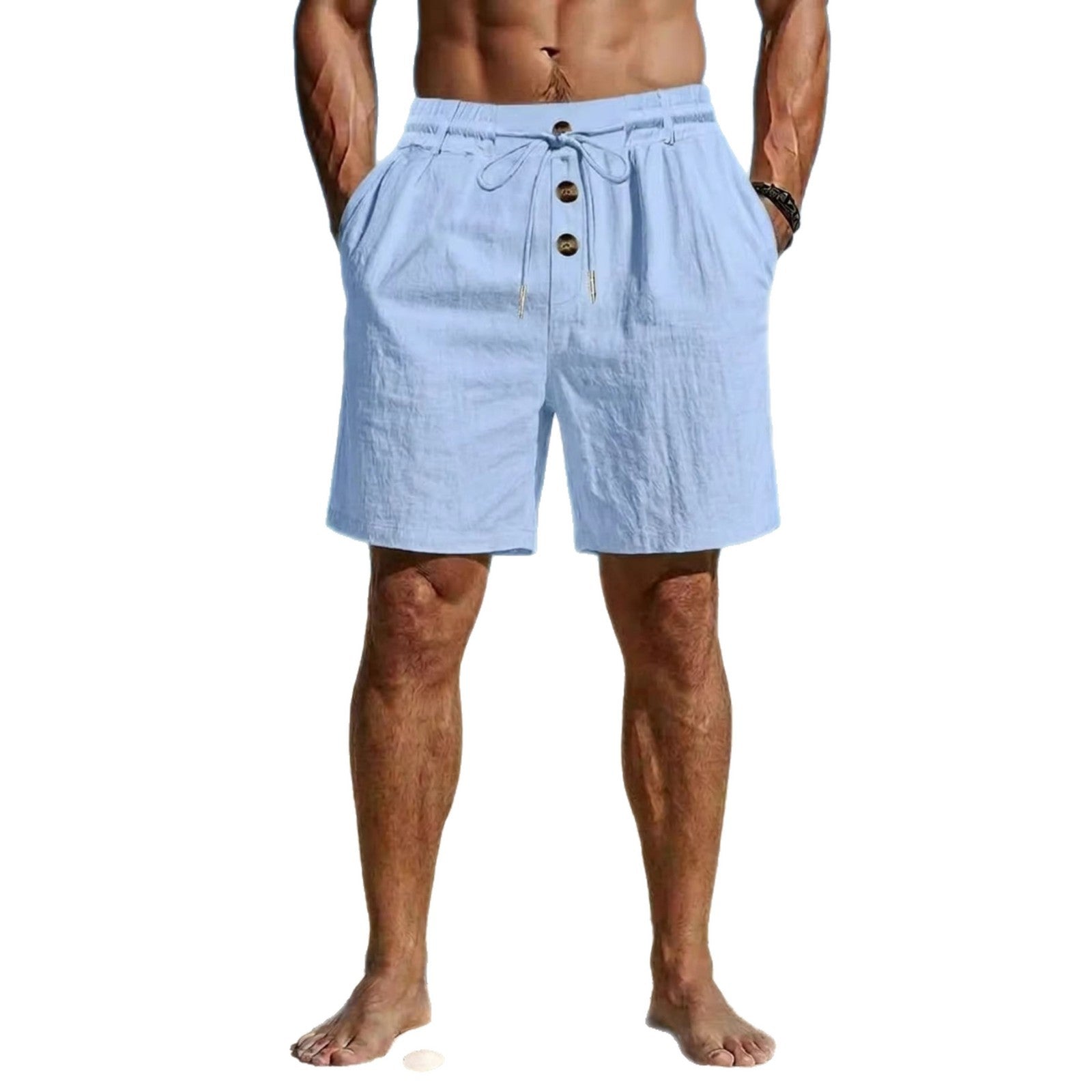 Loose-Fit American-Style Linen Beach Casual Washed Button-Up