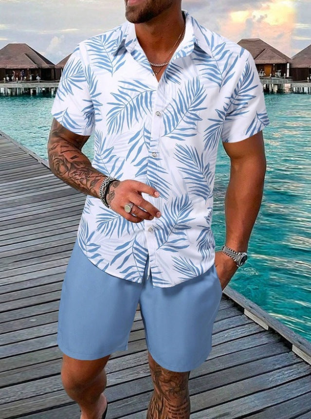 Men's Hawaiian Print Cuban-Style Resort Shirt