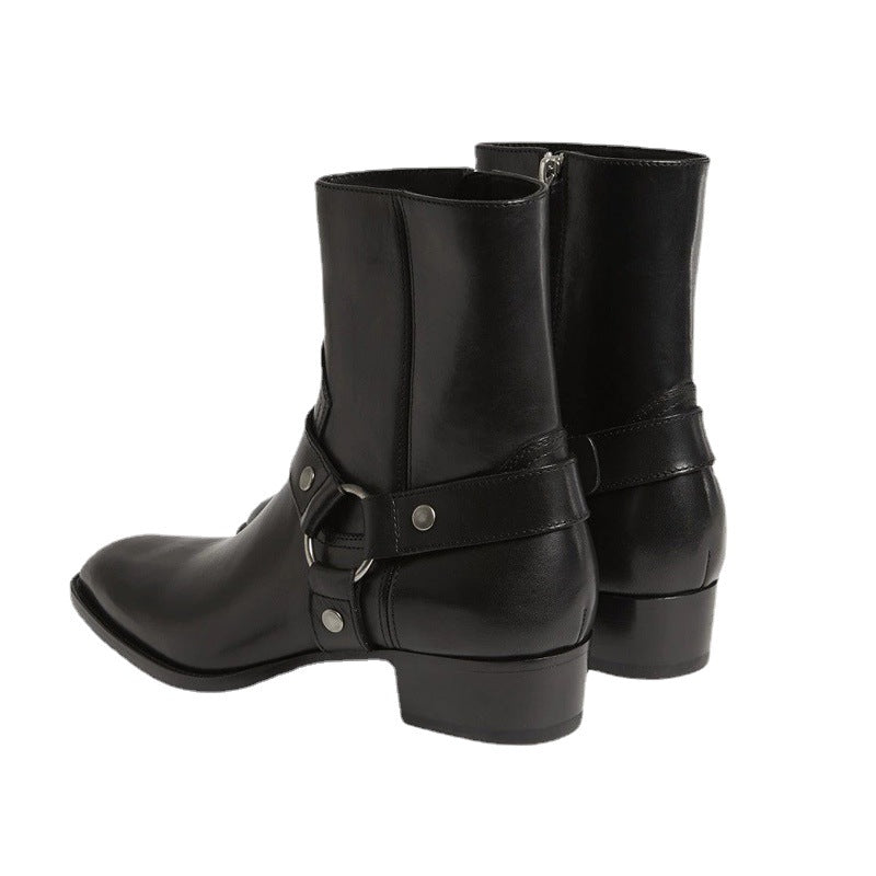 Pointed-toe Leather Martin Boots