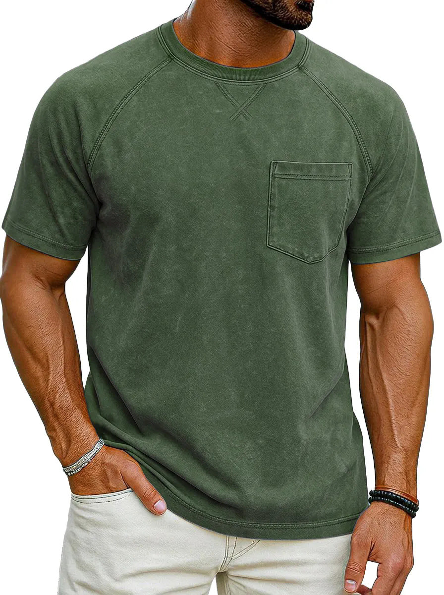 Men's Retro Raglan T-Shirt – Loose Fit Casual Crew-Neck Tee