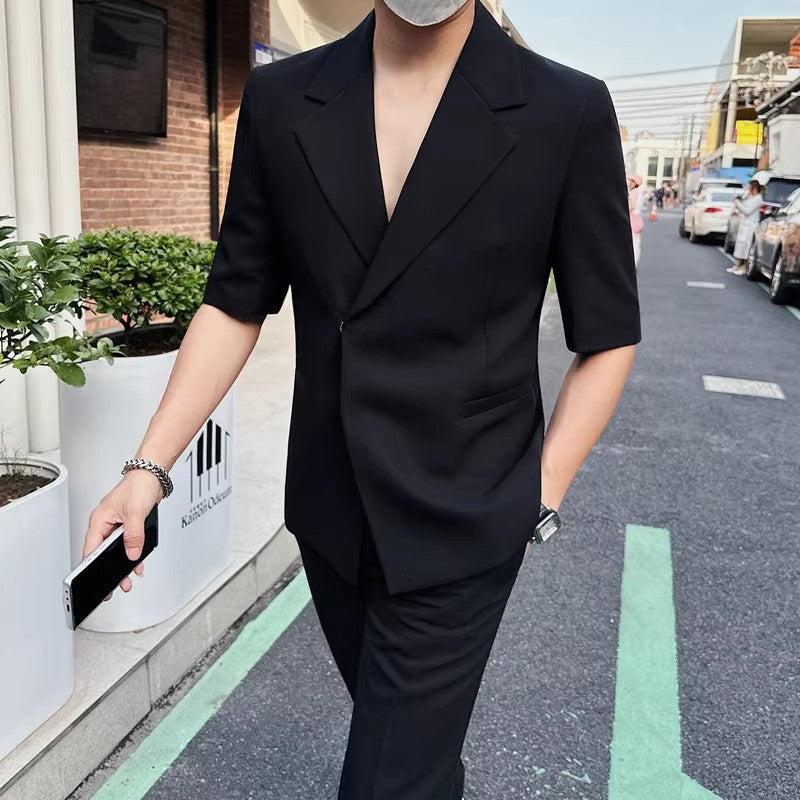 High-end Mens Suit With Three-quarter Sleeves