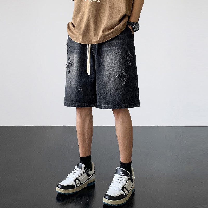 Men's Cotton Denim Shorts – Straight Leg Mid-Rise