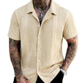 Hollow-Out Knitted Lapel Shirt