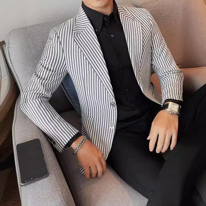 Fashionable Casual Striped Suit Jacket
