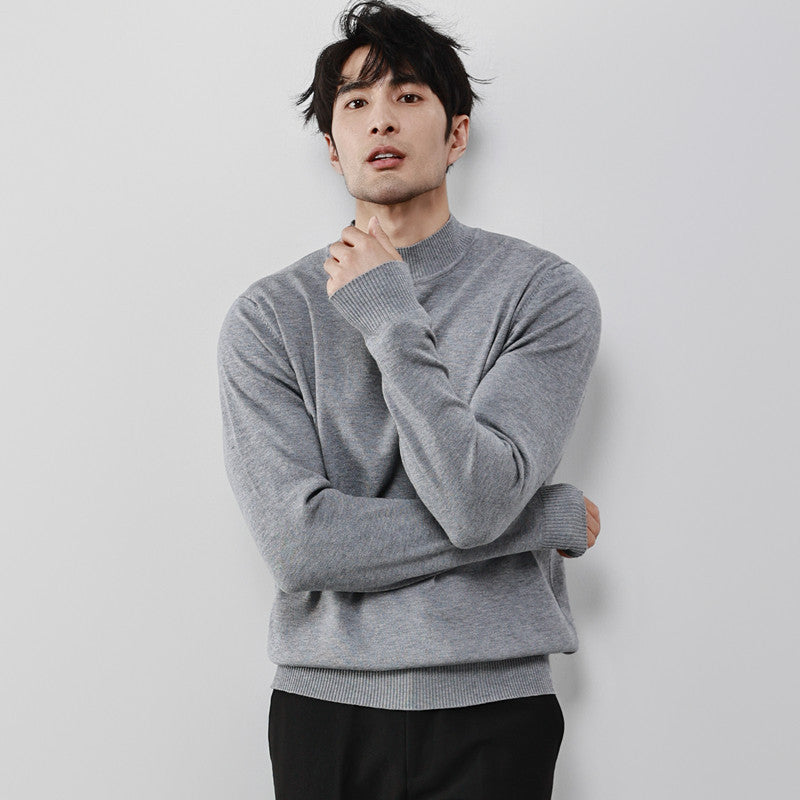 Slim-Fit Stretch Mock-Neck Knitted Sweater