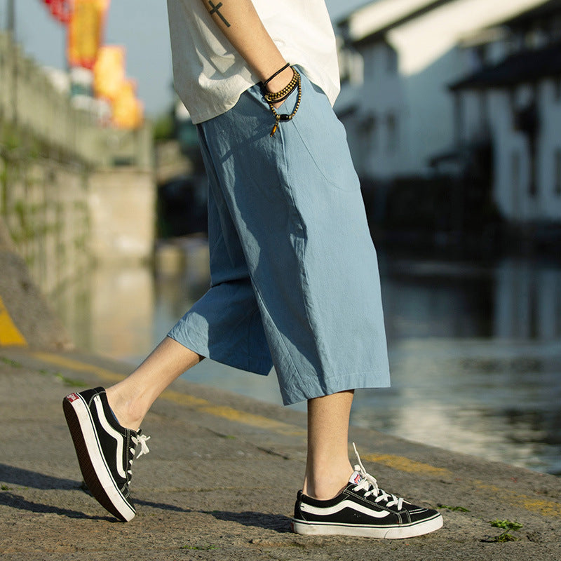 Linen Cropped Pants Thin Loose Plus Size