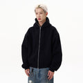 Solid-color Cardigan Hooded Sweatshirt