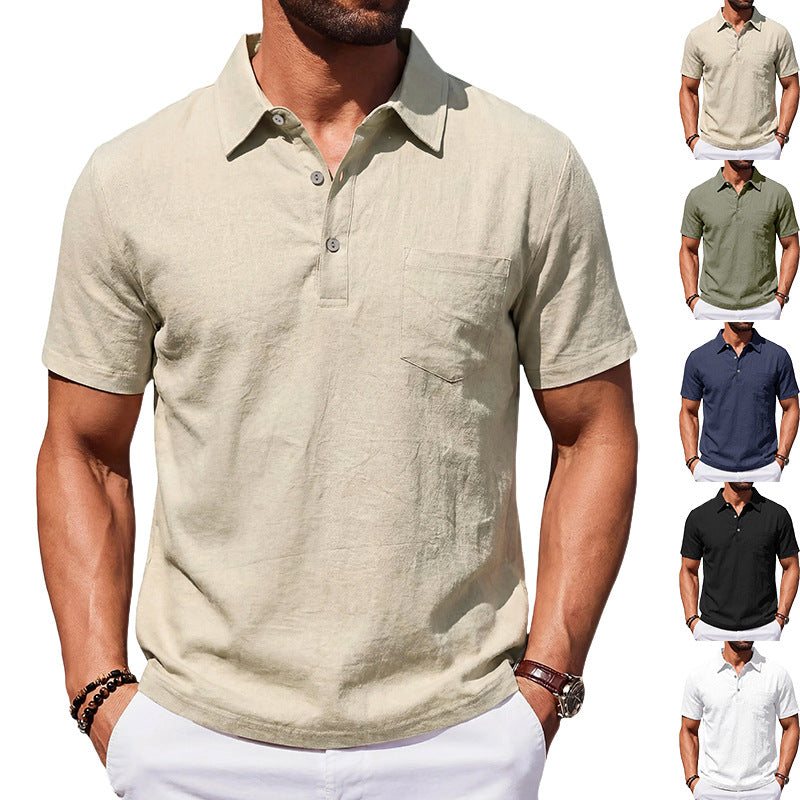 Linen Polo Shirt Loose-Fit Casual