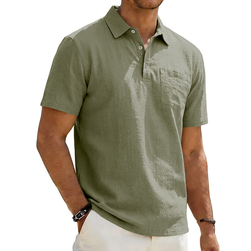 Linen Polo Shirt Loose-Fit Casual